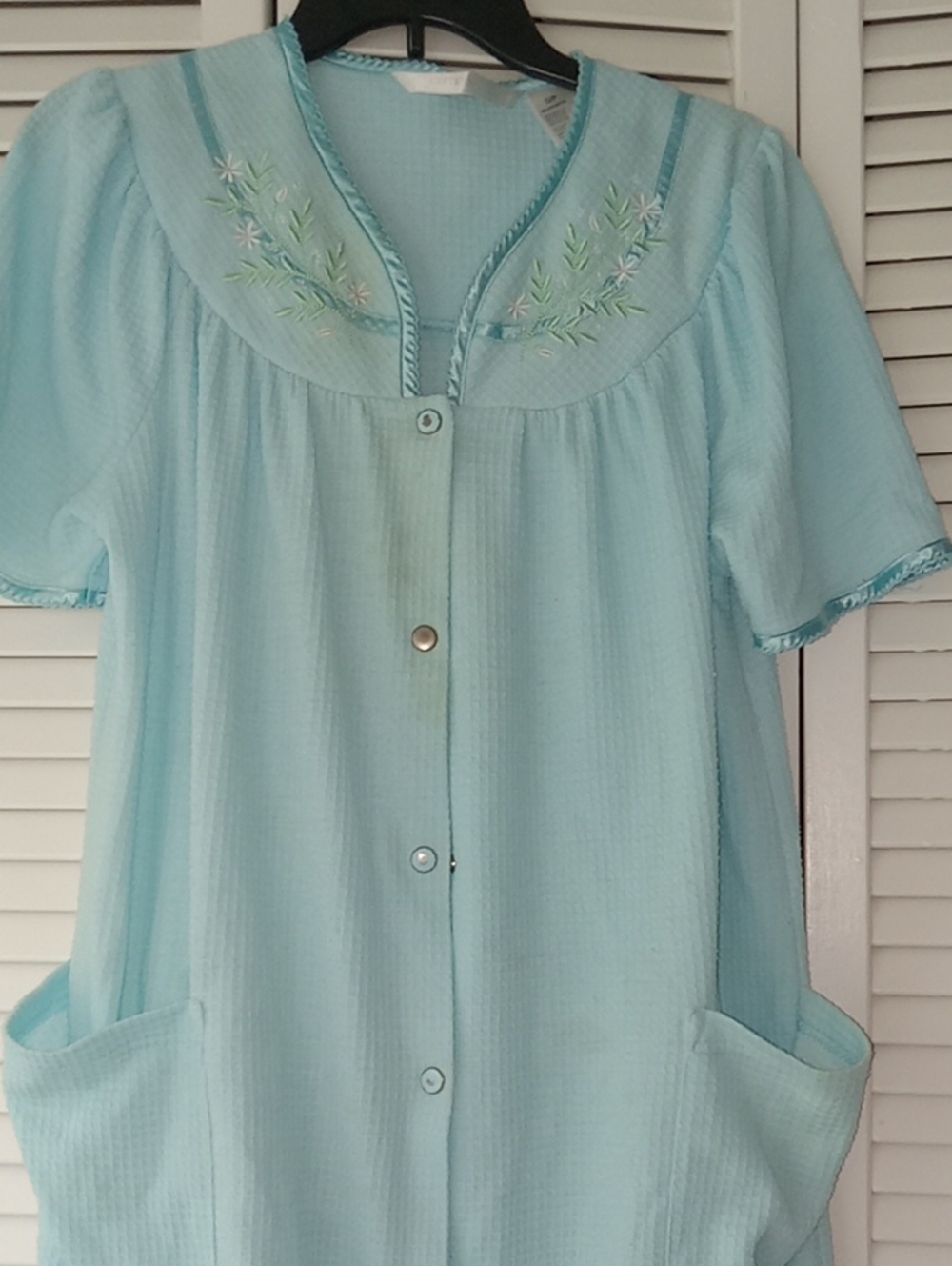 Jasmine Small Night Gown Light Blue Embroidered Short-Sleeve